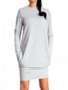 Romwe Long Sleeve Jersey Jumper Dress - Light Grey