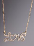 Romwe Gold Diamond Love Chain Necklace