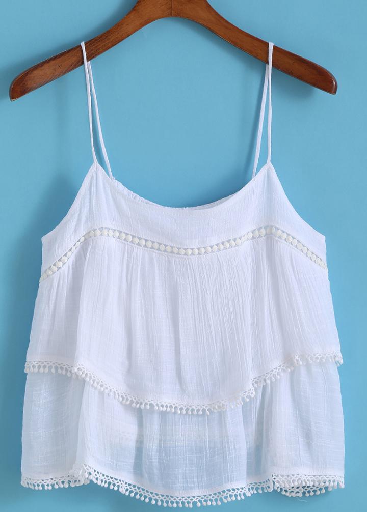Romwe Spaghetti Strap Embellished Cami Top