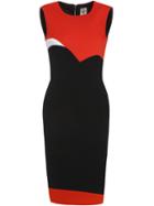 Romwe Black Orange Color Block Sheath Dress