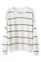 Romwe Striped White Jumper