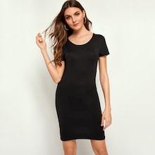 Romwe Solid Skinny Dress