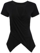 Romwe V Cut Asymmetrical T-shirt