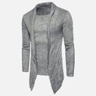 Romwe Men Asymmetric Hem Solid Sweater