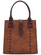 Romwe Brown Belt Buckle Pu Bag