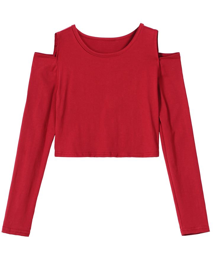 Romwe Off-shoulder Crop Knit Sweater
