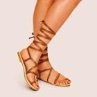 Romwe Tie Leg Gladiator Sandals