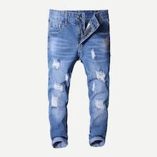 Romwe Men Destroyed Washed Skinny Jeans