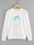 Romwe Graphic Print Round Neck Sweatshirt