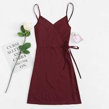 Romwe Knot Side Wrap Cami Dress