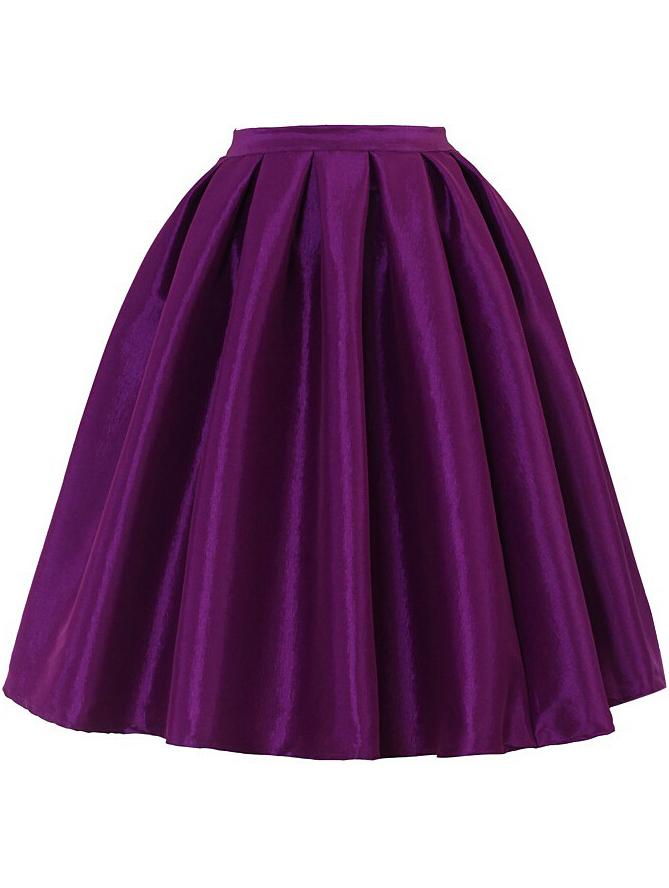 Romwe High Waist Vintage Pleated Purple Skirt