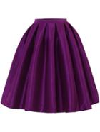 Romwe High Waist Vintage Pleated Purple Skirt