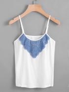 Romwe Contrast Lace Cami Top
