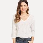 Romwe Double V Neck Knot Back Top