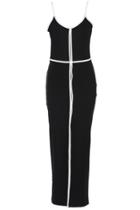 Romwe Romwe White Strip Embellished Black Slim Camisole Dress
