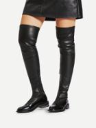 Romwe Chain Detail Almond Toe Pu Boots