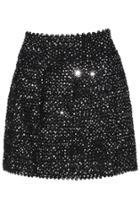 Romwe Black Sequined Skater Skirt