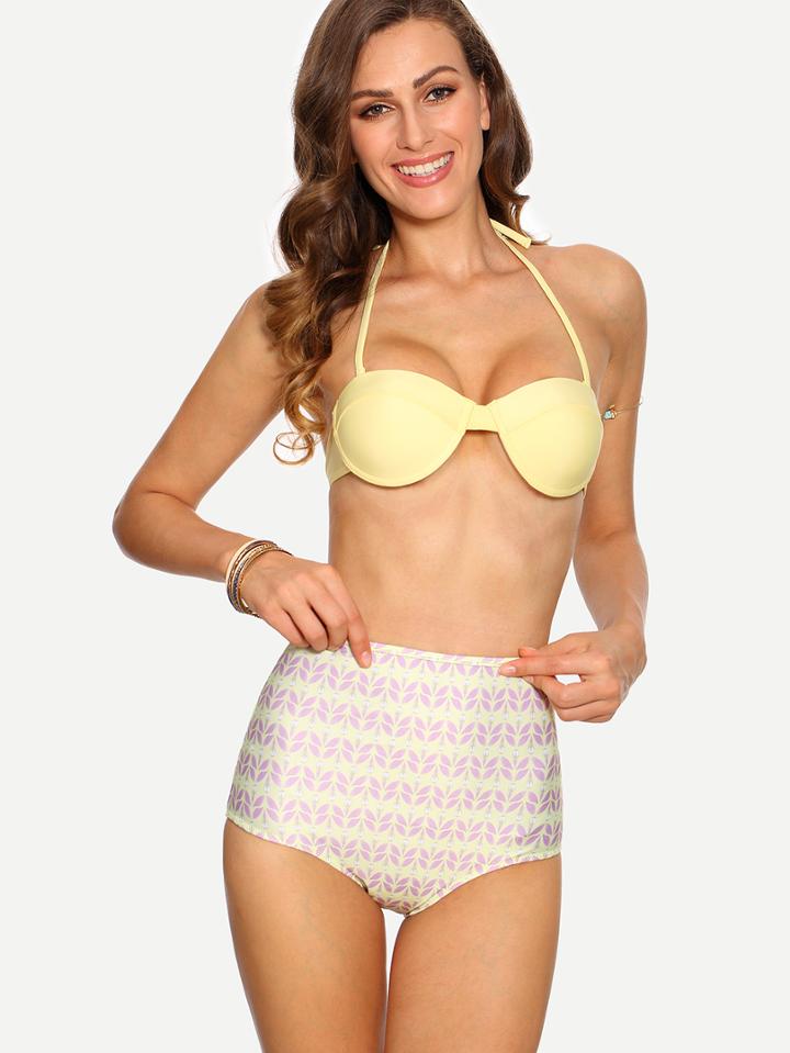 Romwe Multicolor High-waist Mix & Match Bikini Set