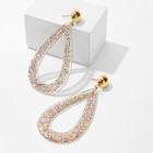 Romwe Open Water-drop Glitter Drop Earrings 1pair