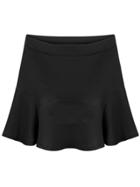 Romwe Ruffle Hem Zipper Chiffon Black Skirt