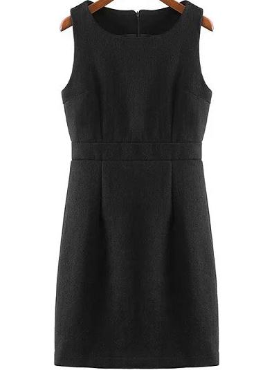 Romwe Sleeveless Woolen Tank Red Dress