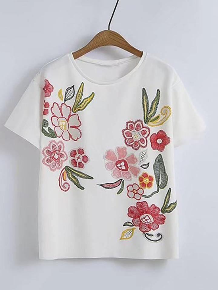 Romwe Flower Print Tee