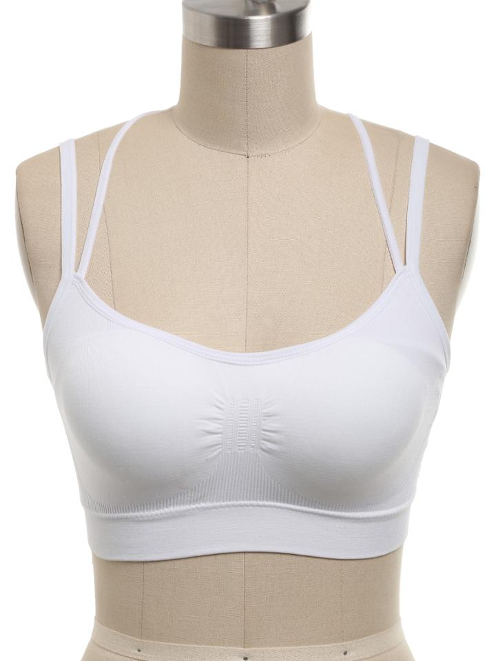 Romwe Double Strap Crisscross Brallet Top - White