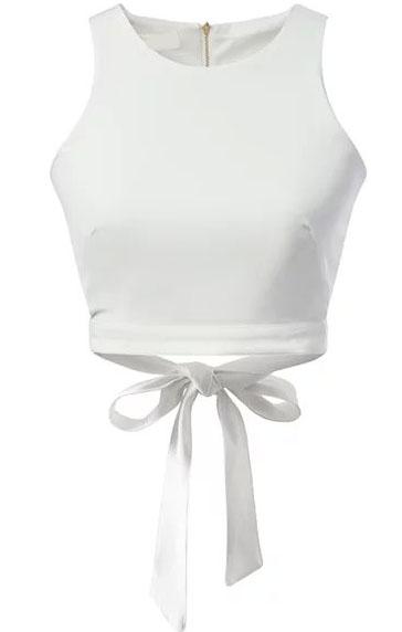 Romwe Back Zipper Hollow Bow Tank Top