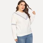 Romwe Plus Contrast Lace Sweatshirt