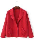 Romwe Red Shawl Collar Hidden Button Sweater Coat
