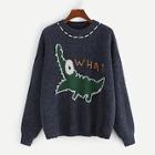 Romwe Animal Embroidery Sweater