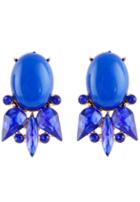 Romwe Blue Gemstone Hollow Dangle Earrings
