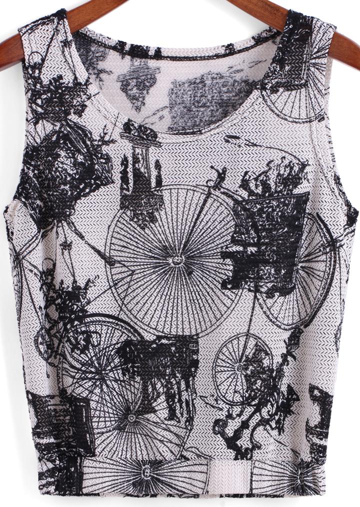 Romwe Wheels Print Tank Top