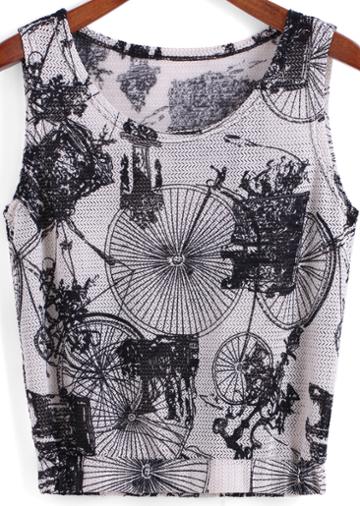 Romwe Wheels Print Tank Top