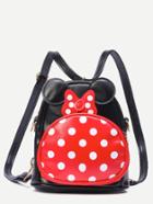 Romwe Black Contrast Polka Dot Pocket Front Multiway Backpack