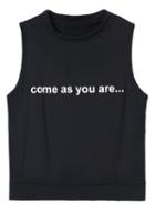 Romwe Come As You Are Print Black Vest