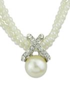 Romwe White Pearl Multilayers Necklace
