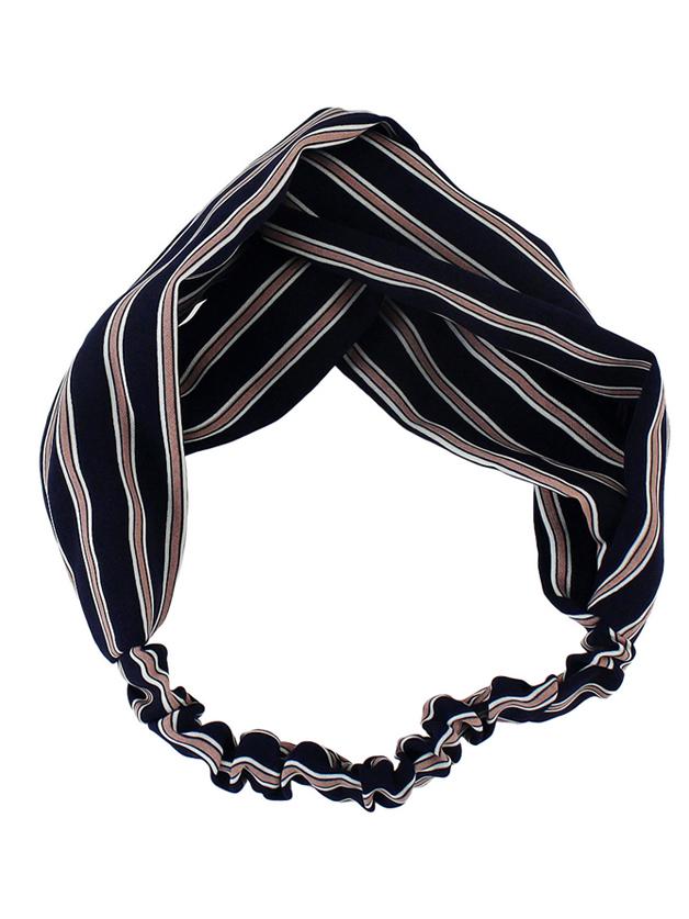 Romwe Navyblue New Stripes Elastic Headband Accessories
