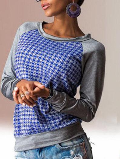 Romwe Purple Plaid Raglan Sleeve Blouse