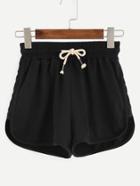 Romwe Black Drawstring Waist Jersey Shorts