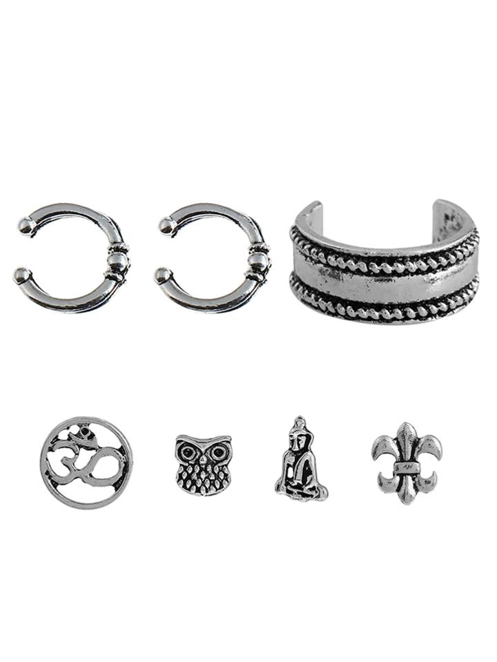 Romwe Multi Shaped Earring Set 7pcs