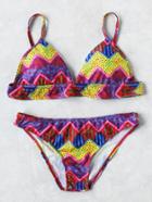 Romwe Chevron Print Triangle Bikini Set