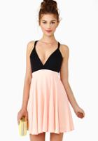 Romwe Colour-block Strap Pleated Dress
