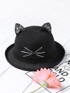 Romwe Cute Face Pattern Hat With Cat Ear