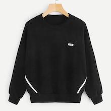 Romwe Letter Print Patched Sweatshirt