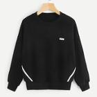 Romwe Letter Print Patched Sweatshirt