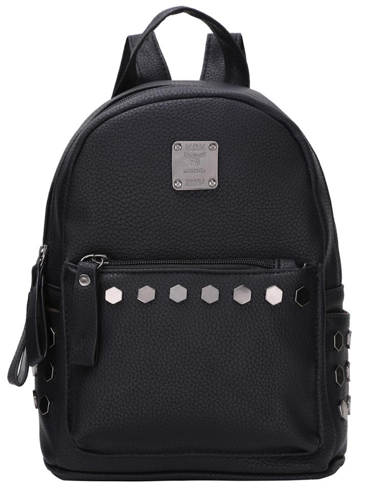 Romwe Faux Leather Studded Backpack