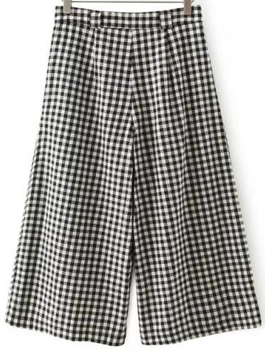 Romwe Wide Leg Plaid Pant