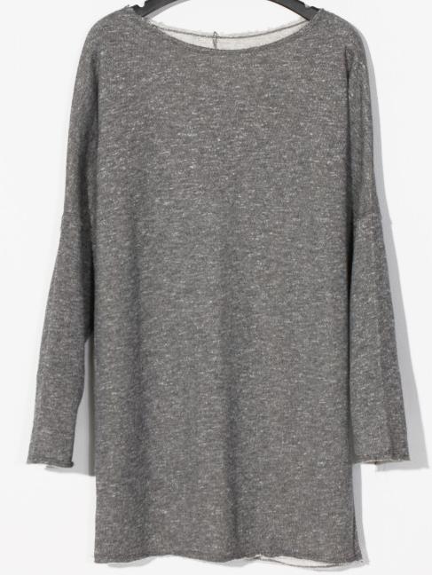 Romwe Long Sleeve Loose Grey T-shirt