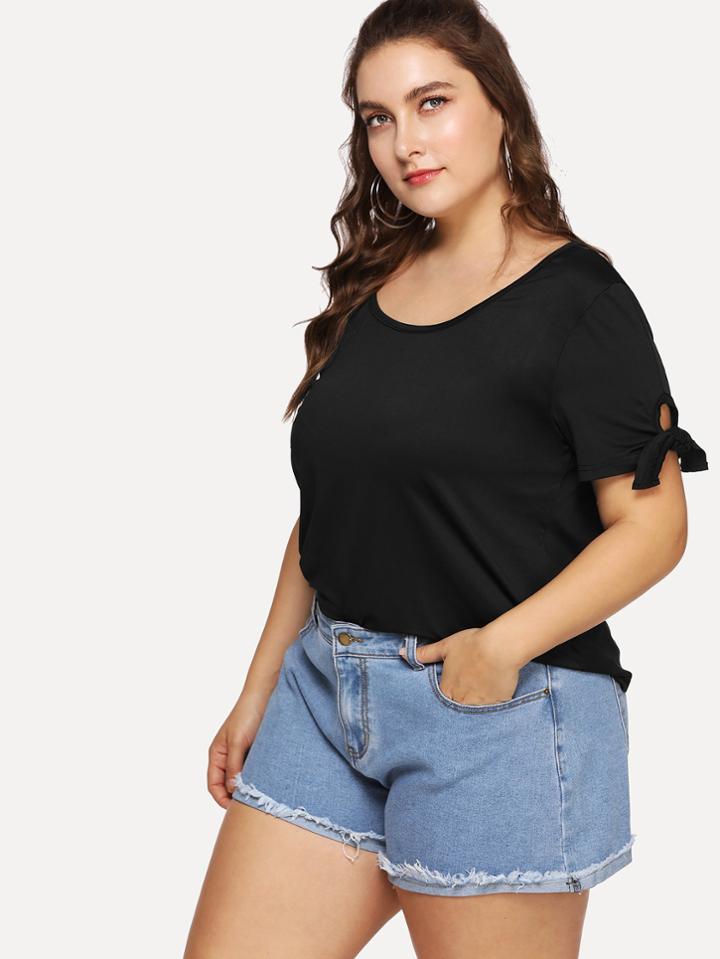 Romwe Hollow Out Knot Tee